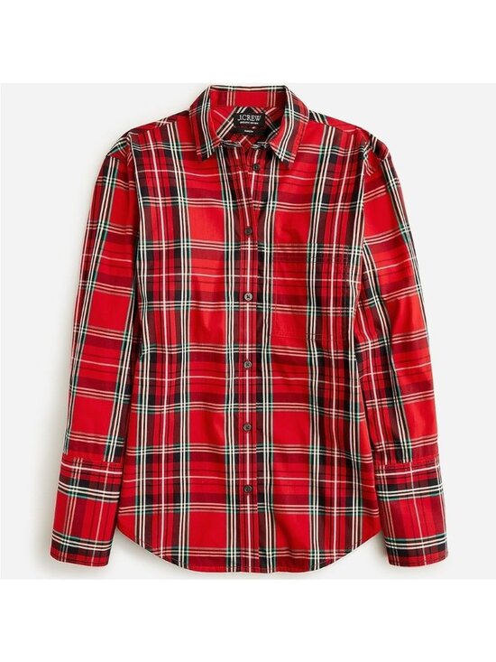 J. Crew Tops - J. Crew Garçon Classic Shirt In Plaid Organic Cotton Poplin Sz 8 Holiday Preppy